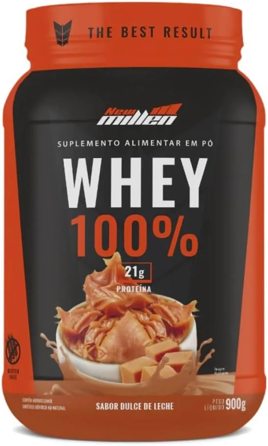 100% Whey Protein Pote Sabor: Doce De Leite - New Millen - Proteina Concentrada | Ganho de Massa Muscular