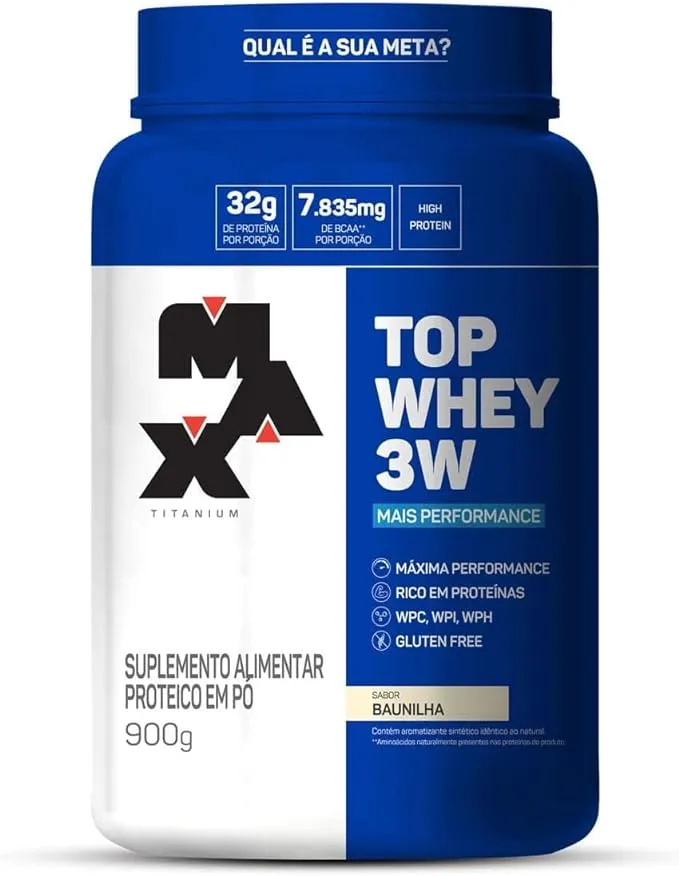 Max Titanium Top Whey 3W Mais Performance 900G Baunilha