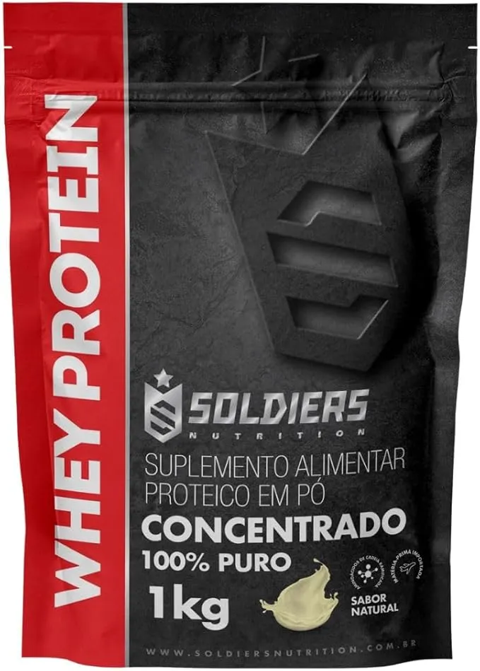 Whey Protein Concentrado 1Kg - Natural - 100% Puro Importado - Soldiers Nutrition